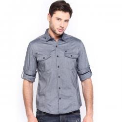 HRX By Hrithik Roshan Mens Solid Casual Grey, Blue Shirt