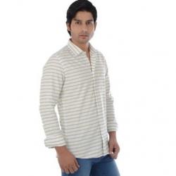 Integriti Mens Striped Casual Yellow Shirt