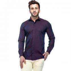 Tinted Mens Solid Formal Purple Shirt