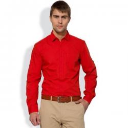 HIGHLANDER Mens Solid Casual Red Shirt