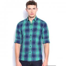 Wrangler Mens Checkered Casual Green Shirt