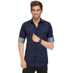 Blackburne Inc Mens Striped Casual Blue Shirt