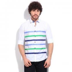 Killer Mens Striped Casual White, Blue, Green Shirt