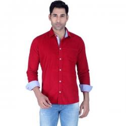 LAWMAN Mens Solid Casual Red Shirt