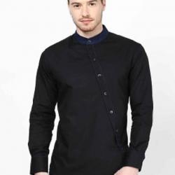 Dazzio Mens Solid Casual Black, Blue Shirt