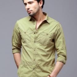 Roadster Mens Solid Casual Brown Shirt