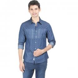 Flippd Mens Printed Casual Blue Shirt