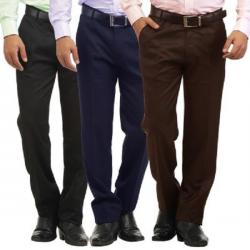 Inspire Slim Fit Mens Black, Blue, Brown Trousers