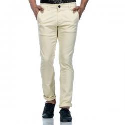 Tinted Slim Fit Mens Beige Trousers