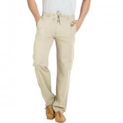 London Bee Regular Fit Mens Linen Grey Trousers