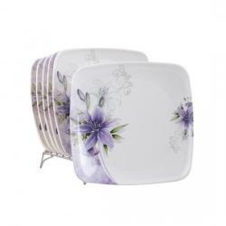 White Gold Elegant Purple Printed Melamine Plate