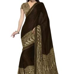 Ishin Faux Chiffon Womens Saree IshinSB-8028_Brown