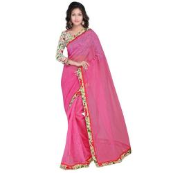 sarvagny clothings Women Silk Cotton Saree Sarvagny562_Pink_Pink_Free Size