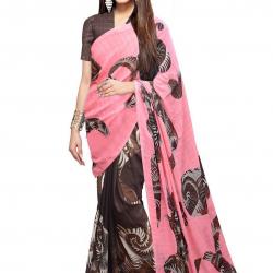 Trendz Georgette Brown and Pink Colour SareeTZ_Zoya_Pink