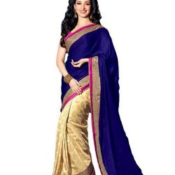 Janasya Women Georgette Saree JNE0644_Colour-Blue_Colour-Blue_Free Size
