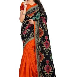 Ewows Womens Silk Printed Saree SYB1004_Orange