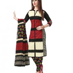 Sky Global Womens Printed Unstitched Regular Wear Dress Material SKY_535_Black&Red
