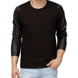 Campus Sutra Men Full Sleeve Arm Patch T-Shirt