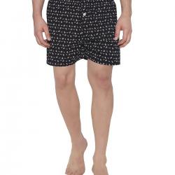 The Cotton Co Soft Boxers with Nautical Print - Rich Black