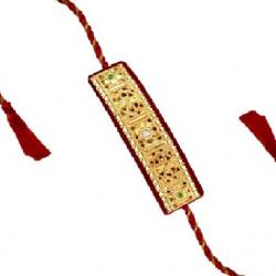 Milan Gold Plated Floral Design Bracelet Rakhi