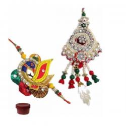 Laviva Vibrant Set of Two Bhaiya Bhabhi Rakhi Set Design Lumba Rakhi