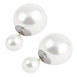 Beingwomen Deepika padukone type White Double Pearl Bubbles Alloy Stud Earring