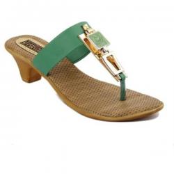 Anupamaa Green Square Buckle Chappel Women Green Heels Green