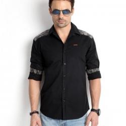Rodid Mens Solid Casual Black Shirt