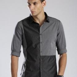 HRX by Hrithik Roshan Mens Solid Casual Grey Shirt