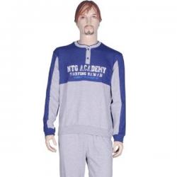 Point Sevan Mens Printed Blue Top & Pyjama Set