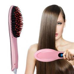Prettyqueen Hair Straightener,Professional Detangling Hair Brush Hair Styling Comb Digital Anti Static Anti Scald Ceramic Heating Iron Pink