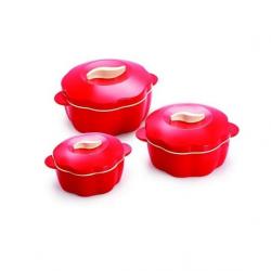 Cello Bloom-3PCSet-Red Pack of 3 Casserole Set