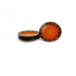 Caffeine Handmade Traditional Tribal Art Engraved Ceramic Plate Set