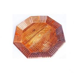 Vincy Octa Engraved Wood,Gold Plated Tray