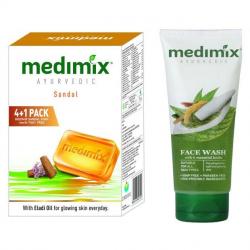 Medimix Ayurvedic Sandal 4 + 1 Pack- 625 g + Medimix Ayurvedic Face Wash 50 ml